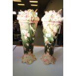 Pair of Austrian floral vases (1af)