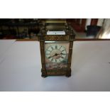 C19th Brass 5-Glass Carriage Clock - Painted Ceramic Dial