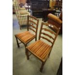 Set of 4 oak ladder-back chairs
