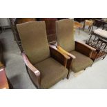 Pair of Oak 1930's Recliner Chairs