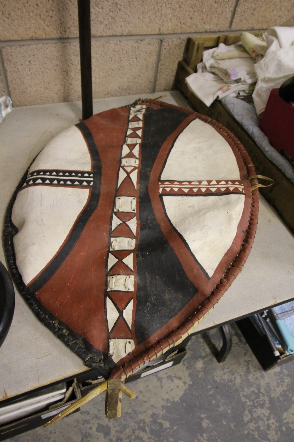 African Maasai Shield & Blowpipe Spear