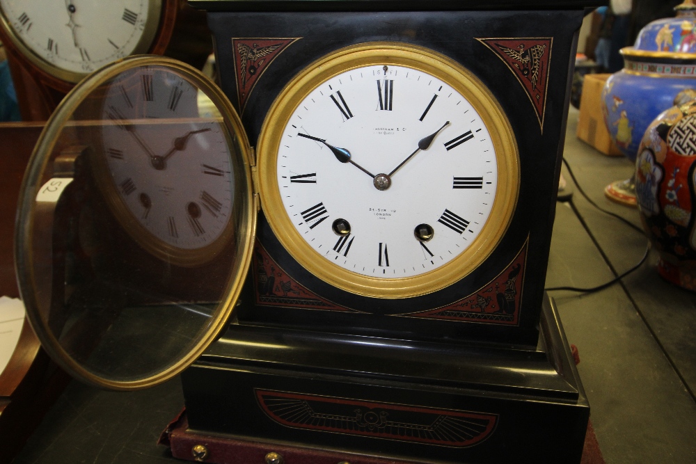 Victorian black slate mantel clock by Frodsham, of Egyptian revival design - Image 6 of 10