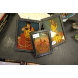 3 19th century Persian paintings on glass