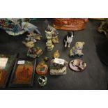 Selection of bird and animal figurines, including Leonardo