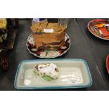 Imari Plate, Chinese Box, Fish Dish & Coalport Preserve