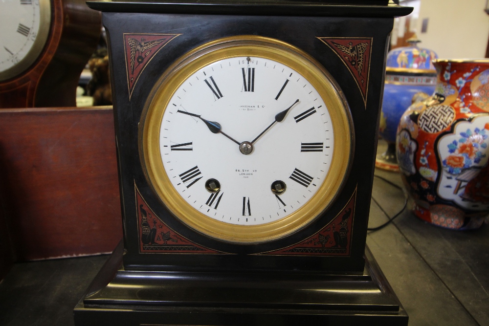 Victorian black slate mantel clock by Frodsham, of Egyptian revival design - Image 5 of 10