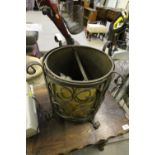 Brass wrought iron coal bucket