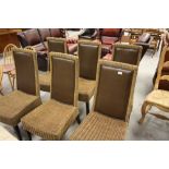 6 Rattan & Leather Dining Chairs