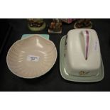 Poole cheese dish and cover & Poole scalloped bowl