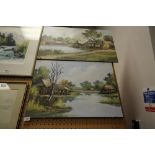 2 Oil Paintings of Village Scenes - Sam Boon 1974 & 1975