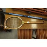 Vintage Tennis Racket & Ice Hockey Stick