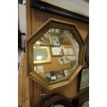 C1900 Octagonal Bevel Edged Mirror - gold painted 22"diam