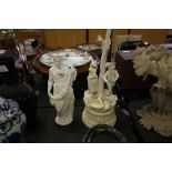 Pottery figure group and Blanc de chine figure (af)