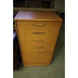 Tall 1970's teak 6 drawer chest