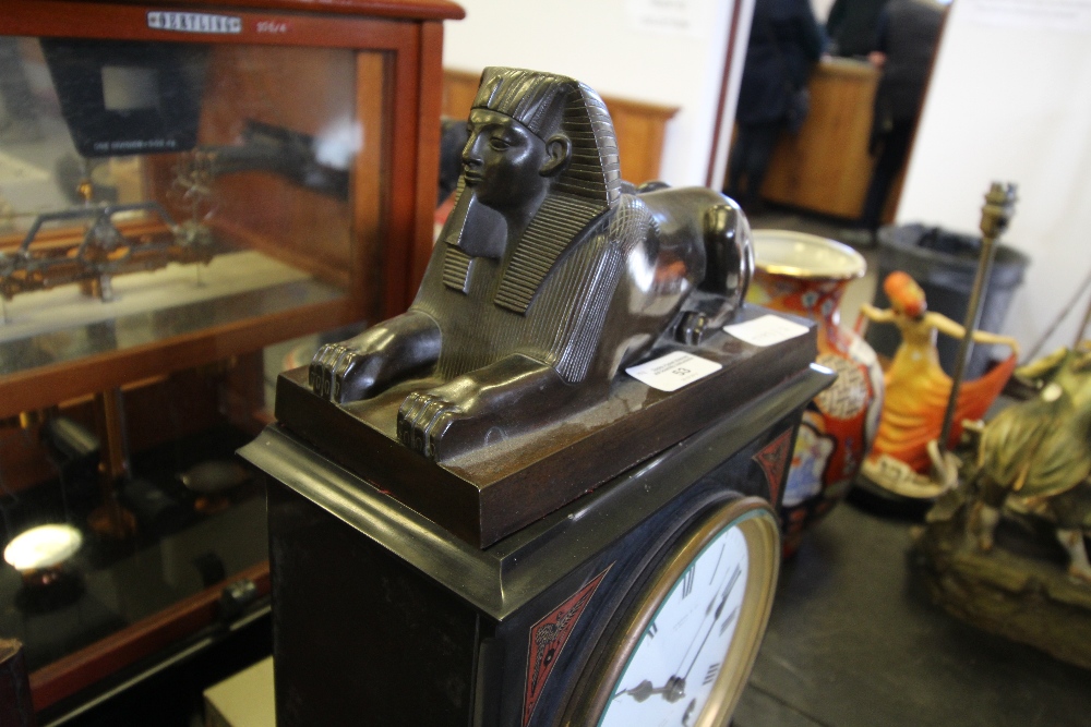 Victorian black slate mantel clock by Frodsham, of Egyptian revival design - Image 2 of 10