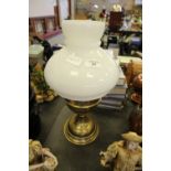 Brass Oil Lamp with white Globe Top
