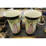 Pair of British anchor pottery vases of Arts & Crafts design by Louis John Rhead for the American