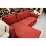 Red lounge sofa with under storage