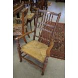 18th century rush seated armchair