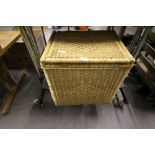 Wicker Basket containing wicker bowls