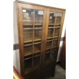 1920's oak glazed display/bookcase