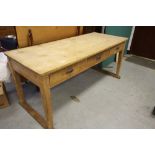 Pine farmhouse table with sycamore top