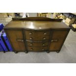 Vintage oak veneered 4'6" sideboard