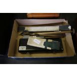 Cased Allbrit Vernier, Eyre & Spottiswoode box set of nine cardboard scales and three other items