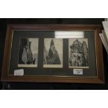Framed group of three climbing postcards - 'A difficult climb', 'An Ascent of the Needle' and '
