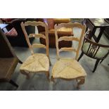 2 French Style Rush Seated Chairs