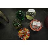 Mdina, millefiori and controlled bubble paperweights