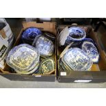 2 Boxes of Blue & White Dinner Wares