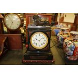 Victorian black slate mantel clock by Frodsham, of Egyptian revival design