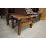 Fruitwood coffee table with drawer