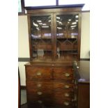 George III Mahogany Secretaire bookcase