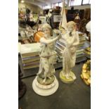 Continental figural lamp and bisque figure