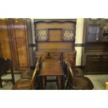 Oak dresser, drop leaf table and 4 chairs