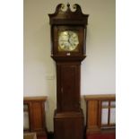19th century oak long-case clock by J King of Salterforth (dial lacking hands)
