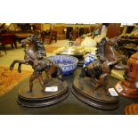 2 Cast Spelter Marley Horse Groups