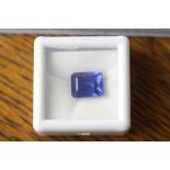 Emerald cut heated treated natural blue sapphire, 6.37ct, sold with GGL certification