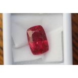 Cushion cut heated treated natural ruby, 8.87ct, sold with GGL certification