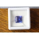 Square cut heated treated natural blue sapphire, 5.72ct, sold with GGL certification