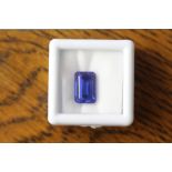 Emerald cut heated treated natural blue sapphire, 6.72ct, sold with GGL certification