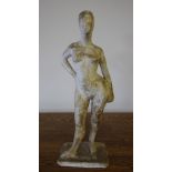 F. Leyman - Plaster sculpture - Standing female nude, 34.5cm high, signed to base