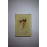 Late Victorian watercolour on card - portrait of Marguerite, monogrammed and dated 1886
