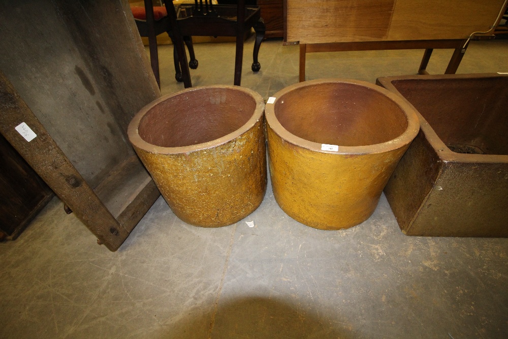 Pair of circular glazed planters Errington Reay & Co