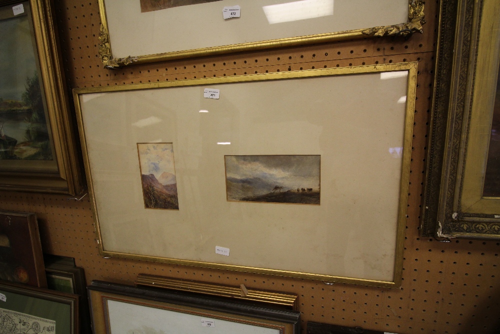 2 19thC Fell Scenes - Watercolours, framed as one