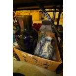 Box of ceramics inc orchies French vase, Murano glass vase etc