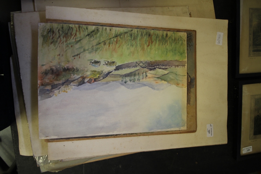Large quantity of unframed watercolours and prints - Image 3 of 4