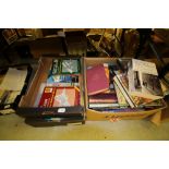 2 boxes of books on ships, buses, planes, large cranes